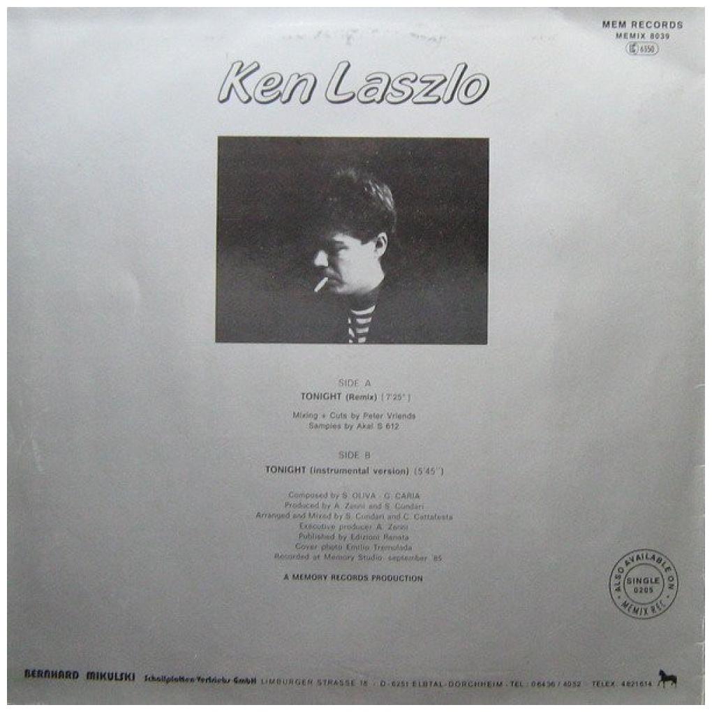 KEN LASZLO - TONIGHT (REMIX) | 12'' MAXI SINGLE USADO