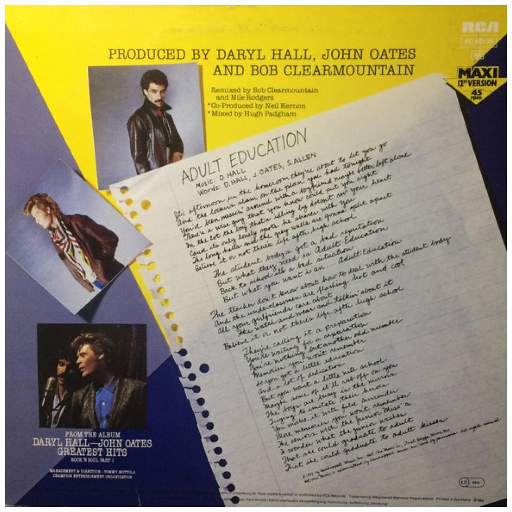 DARYL HALL & JOHN OATES - ADULT EDUCATION/I CAN'T GO FOR THAT | 12'' MAXI SINGLE USADO
