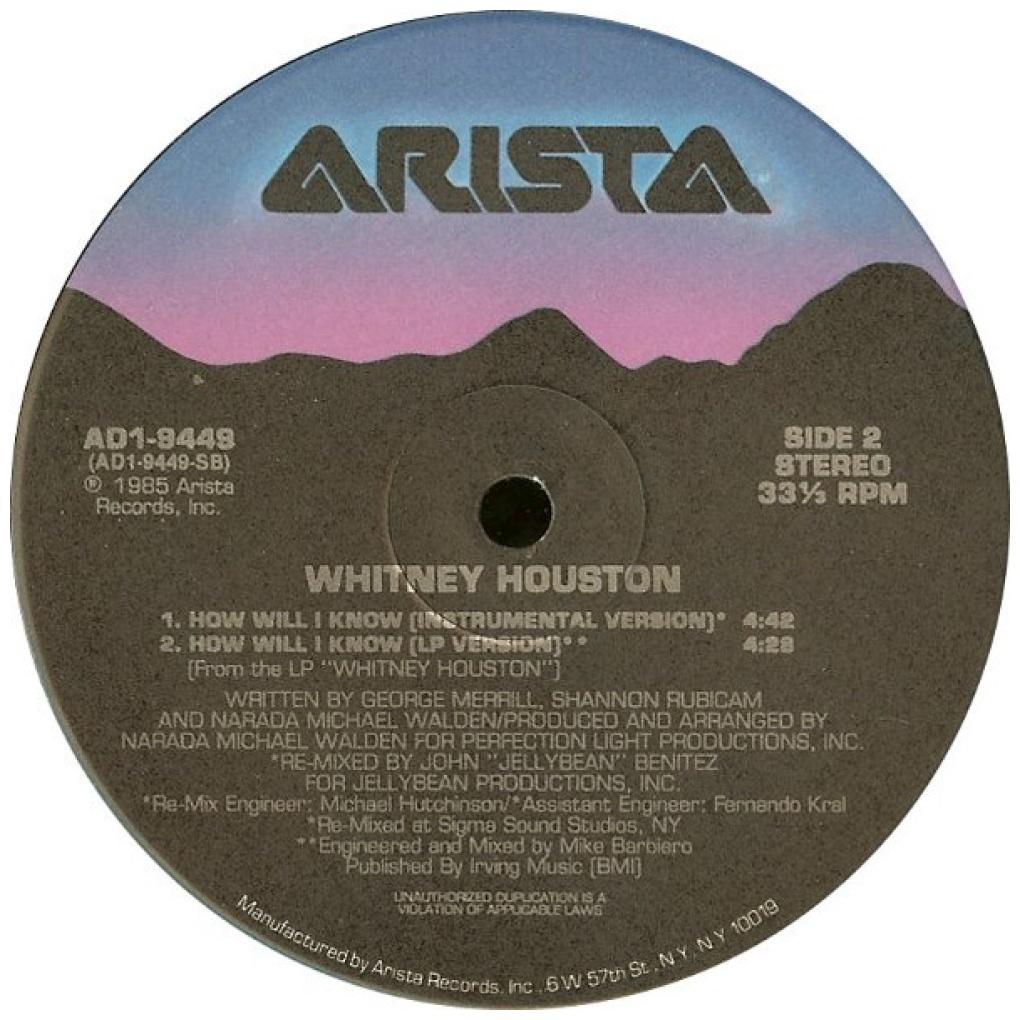 WHITNEY HOUSTON - HOW WILL I KNOW | 12'' MAXI SINGLE USADO