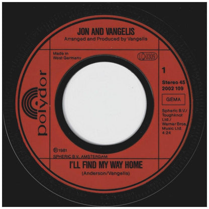 JON AND VANGELIS - I'LL FIND MY WAY HOME | 7" SINGLE USADO