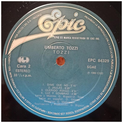 UMBERTO TOZZI - TOZZI: CANTA EN ESPAÑOL | VINILO USADO