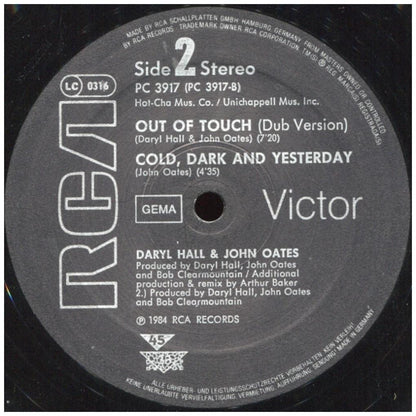 DARYL HALL & JOHN OATES - OUT OF TOUCH | 12'' MAXI SINGLE USADO