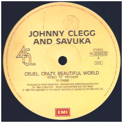 JOHNNY CLEGG & SAVUKA - CRUEL, CRAZY, BEAUTIFUL WORLD | 12'' MAXI SINGLE USADO