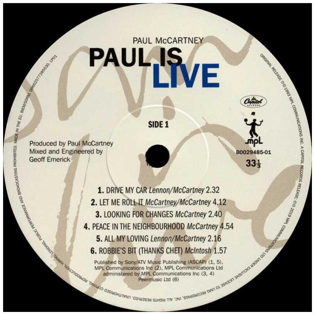 PAUL MCCARTNEY - PAUL IS LIVE (2LP) | VINILO