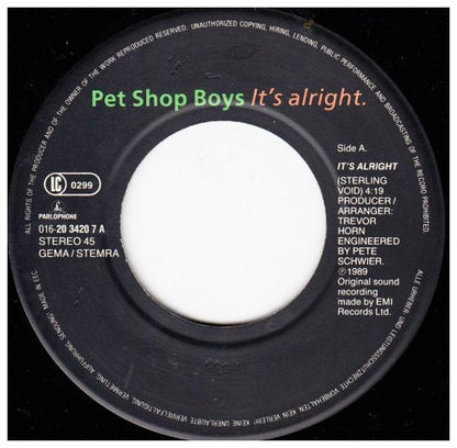 PET SHOP BOYS - IT S ALRIGHT | 7   SINGLE VINILO USADO