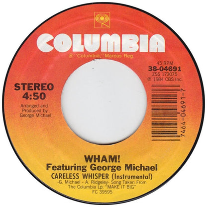 WHAM ft. GEORGE MICHAEL - CARELESS WHISPERS | 7" SINGLE USADO
