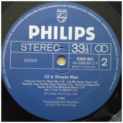 LOBO - OF A SIMPLE MAN | VINILO USADO
