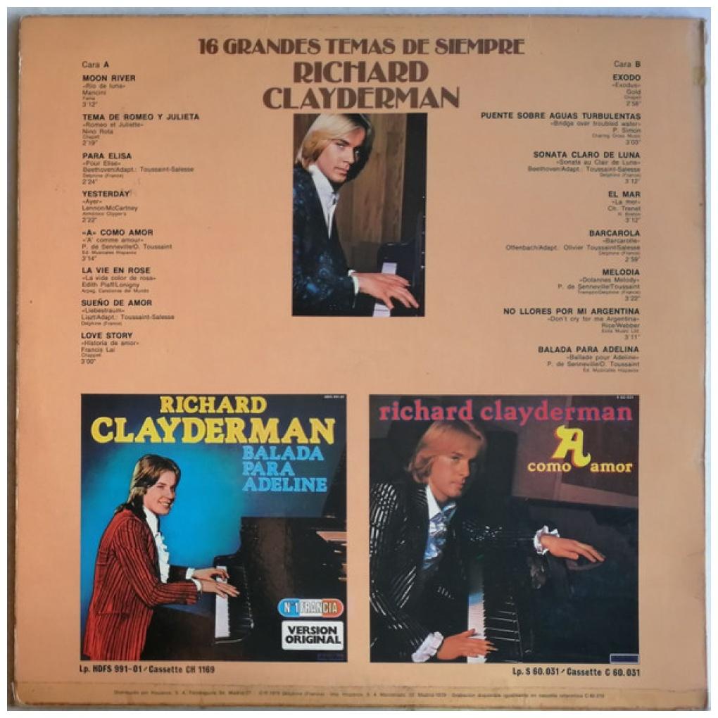 RICHARD CLAYDERMAN - 16 GRANDES TEMAS DE SIEMPRE | VINILO USADO