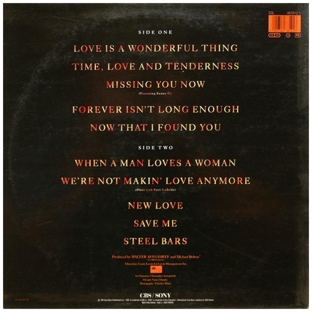 MICHAEL BOLTON - TIME, LOVE & TENDERNESS | VINILO USADO