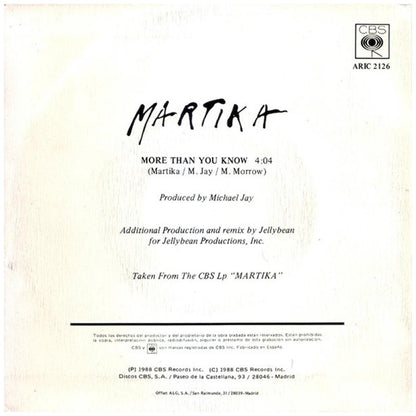 MARTIKA - MORE THAN YOU KNOW | 7" SINGLE USADO