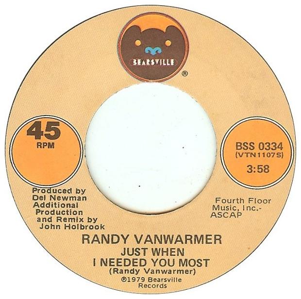 RANDY VANWARMER - JUST WHEN I NEEDED YOU MOST | 7" SINGLE VINILO USADO