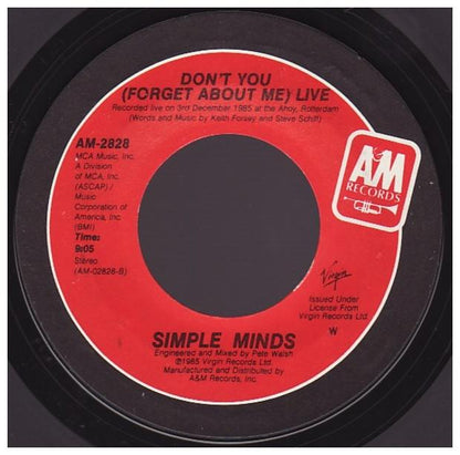 SIMPLE MINDS - DON T YOU (FORGET ABOUT ME) (LIVE) | 7" SINGLE USADO