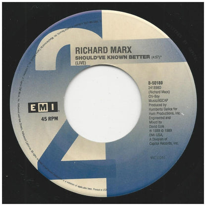 RICHARD MARX - SATISFIED | 7" SINGLE USADO