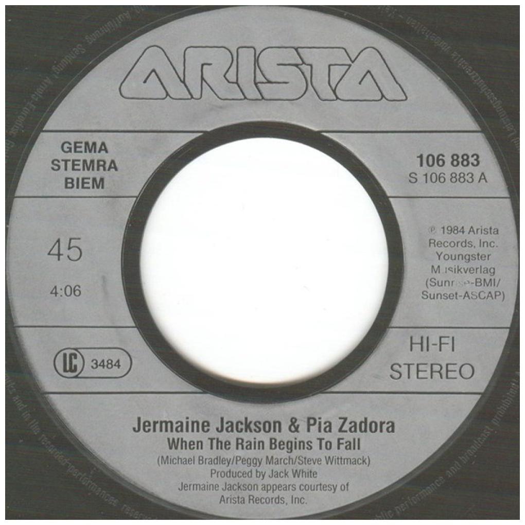 JERMAINE JACKSON & PIA ZADORA - WHEN THE RAIN BEGINS TO FALL | 7" SINGLE USADO