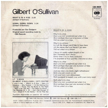 GILBERT O'SULLIVAN - WHAT'S IN A KISS | 7" SINGLE USADO