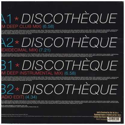 U2 - DISCOTHÉQUE | 12" MAXI SINGLE VINILO USADO