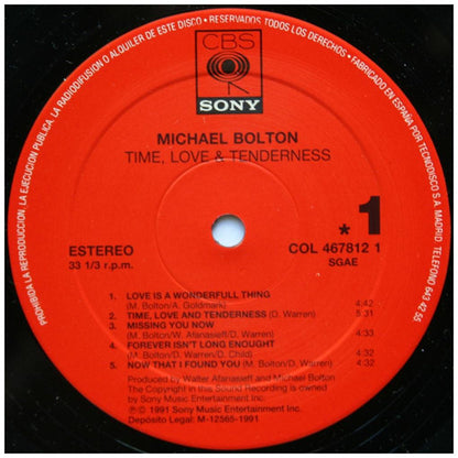 MICHAEL BOLTON - TIME, LOVE & TENDERNESS | VINILO USADO