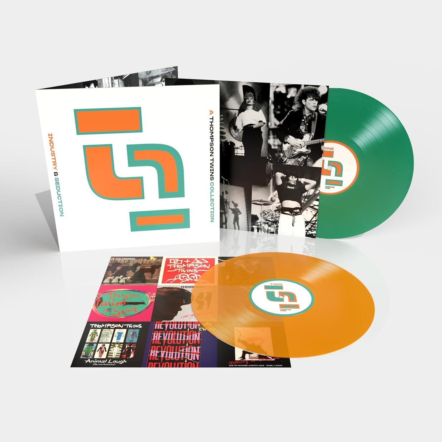 (PREVENTA) THOMPSON TWINS- INDUSTRY & SEDUCTION: A THOMPSON TWINS COLLECTION (2LP) (CLEAR ORANGE/GREEN VINYL) | VINILO