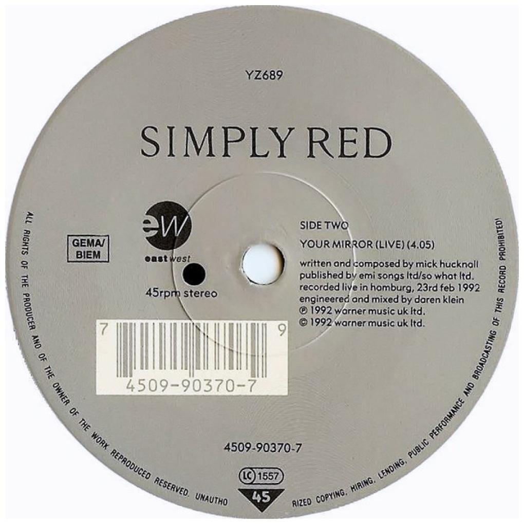 SIMPLY RED - YOUR MIRROR | 7" SINGLE USADO