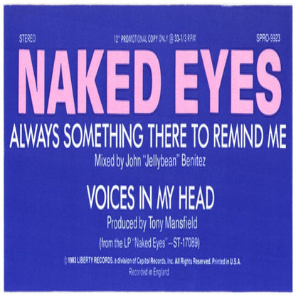 NAKED EYES - ALWAYS SOMETHING THERE TO REMIND ME (REMIXED VERSION) (PROMO COPY) | 12'' MAXI SINGLE USADO