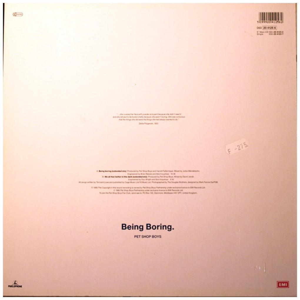 PET SHOP BOYS - BIENG BORING | 12'' MAXI SINGLE USADO