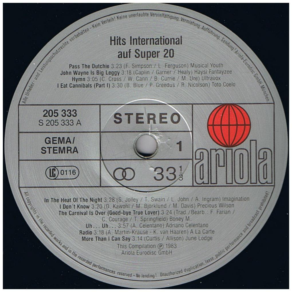 HITS INTERNATIONAL - AUF SUPER 20 | VINILO USADO