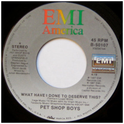 PET SHOP BOYS - WHAT HAVE I DONE TO DESERVE THIS | 7" SINGLE USADO