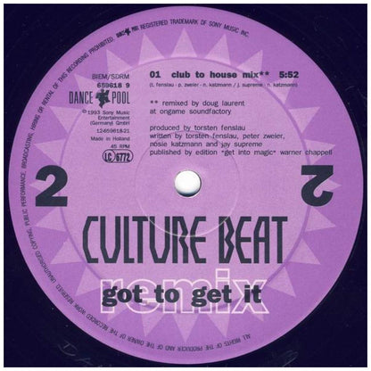 CULTURE BEAT - GOT TO GET IT (REMIX) (2LP) | 12'' MAXI SINGLE