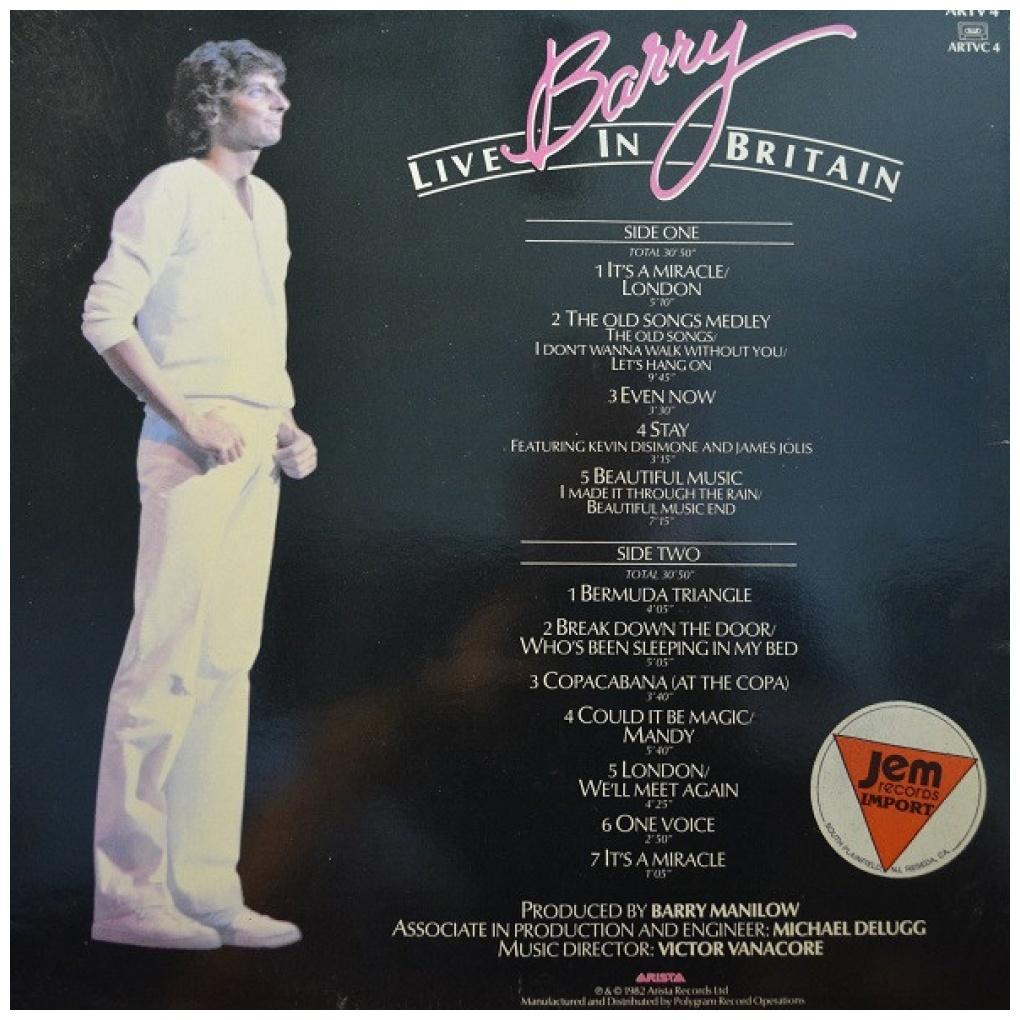 BARRY MANILOW - LIVE IN BRITAIN | VINILO USADO