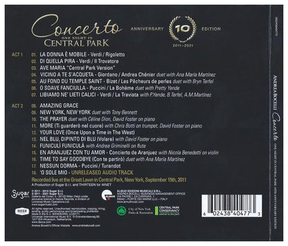 ANDREA BOCELLI  - CONCERTO: ONE NIGHT IN CENTRAL PARK | CD