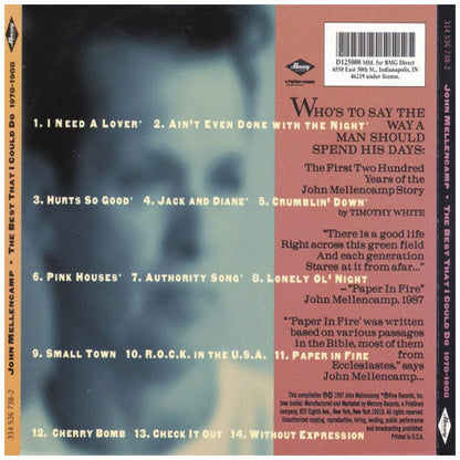 JOHN MELLENCAMP - THE BEST THAT I COULD DO 1978-1988 | CD USADO