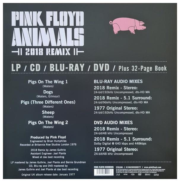 PINK FLOYD - ANIMALS (DELUXE REMIX) (1LP+1CD+1DVD+1BLU-RAY) (HARDBACK BOOK) | BOXSET