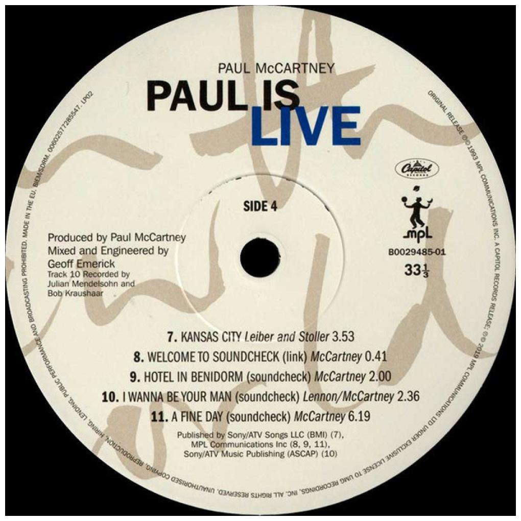 PAUL MCCARTNEY - PAUL IS LIVE (2LP) | VINILO