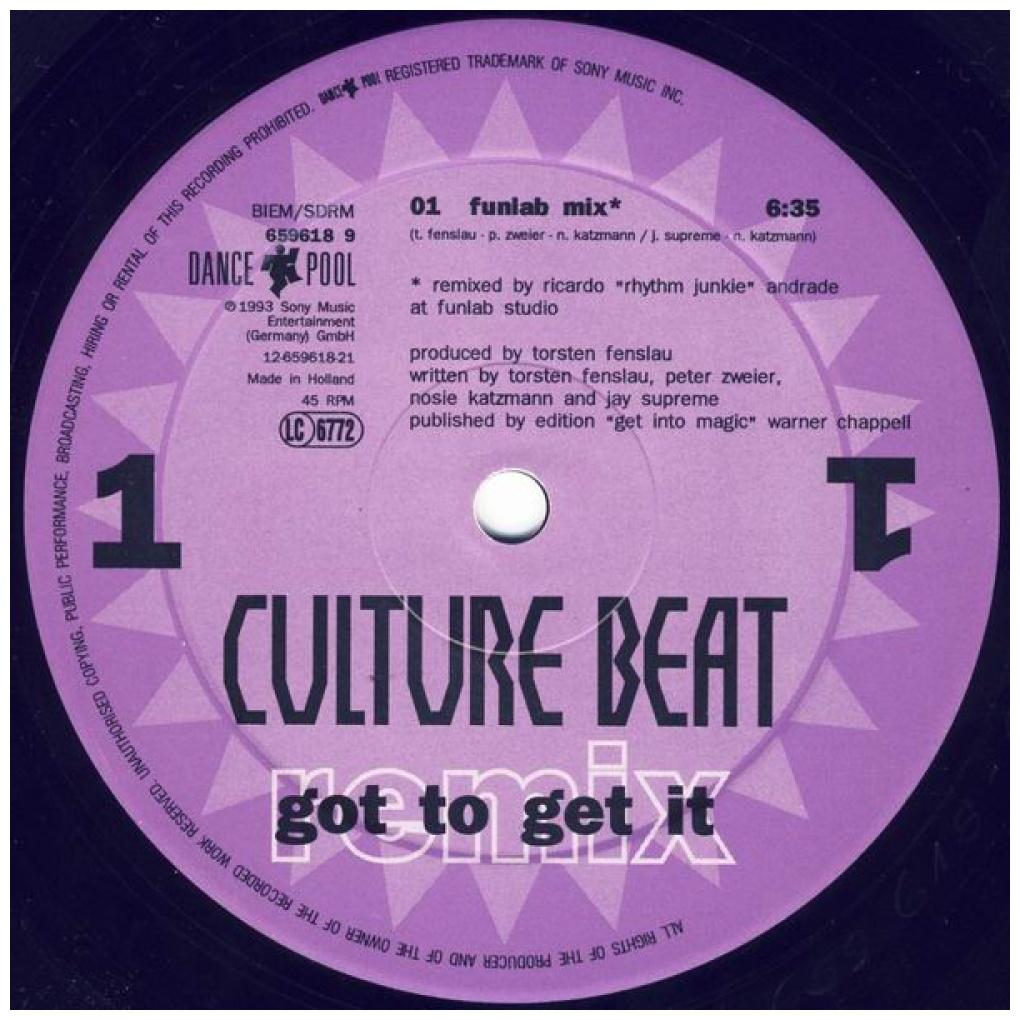 CULTURE BEAT - GOT TO GET IT (REMIX) (2LP) | 12'' MAXI SINGLE