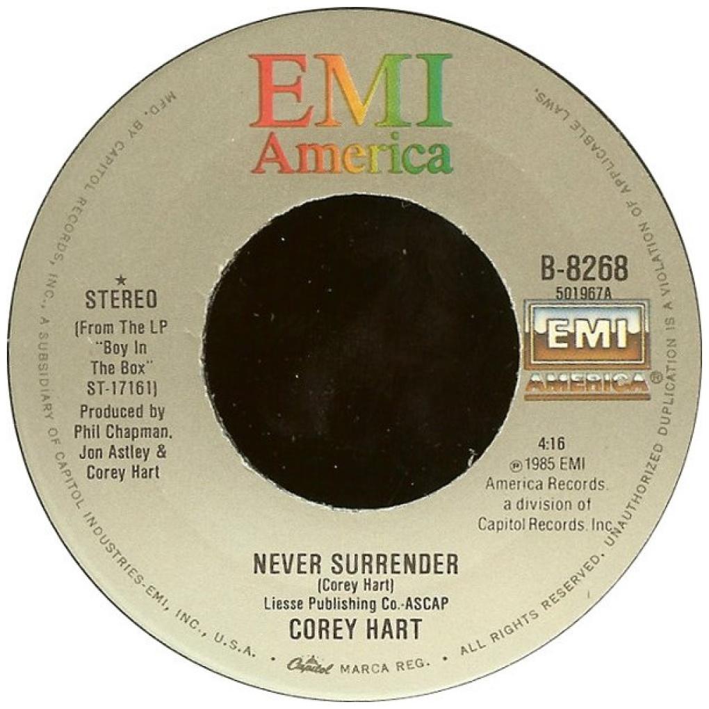 COREY HART - NEVER SURRENDER | 7" SINGLE USADO
