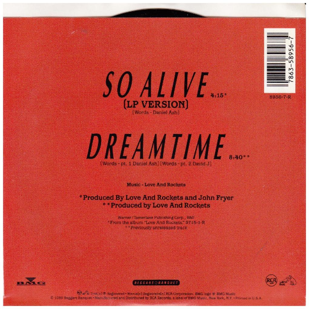 LOVE AND ROCKETS - SO ALIVE | 7" SINGLE USADO