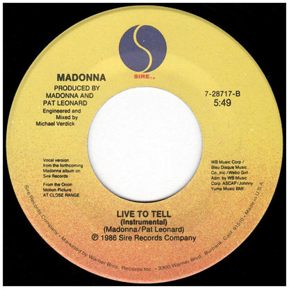 MADONNA - LIVE TO TELL | 7" SINGLE USADO