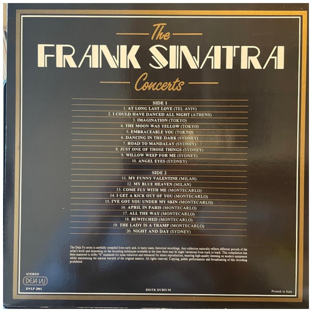 FRANK SINATRA - THE CONCERT: 20 LIVE GREATS | VINILO USADO