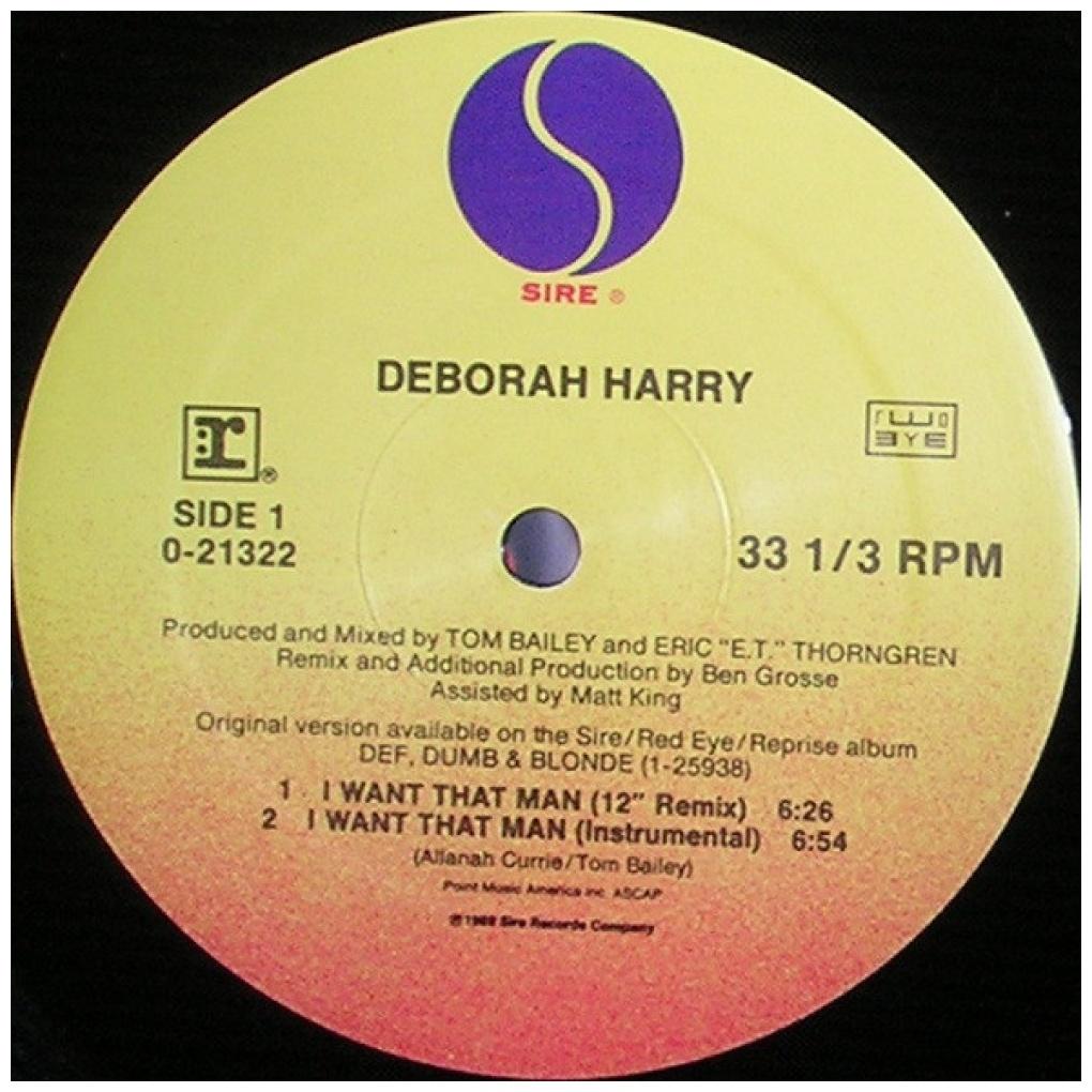 DEBORAH HARRY - I WANT THAT MAN (PROMO COPY) | 12'' MAXI SINGLE USADO