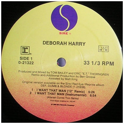 DEBORAH HARRY - I WANT THAT MAN (PROMO COPY) | 12'' MAXI SINGLE USADO