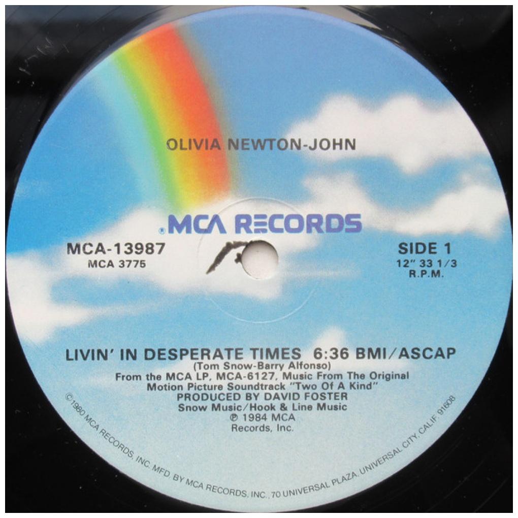 OLIVIA NEWTON-JOHN - LIVIN' IN  DESPERATE TIMES/TWIST OF FATE (PROMO COPY) | 12" MAXI SINGLE VINILO USADO