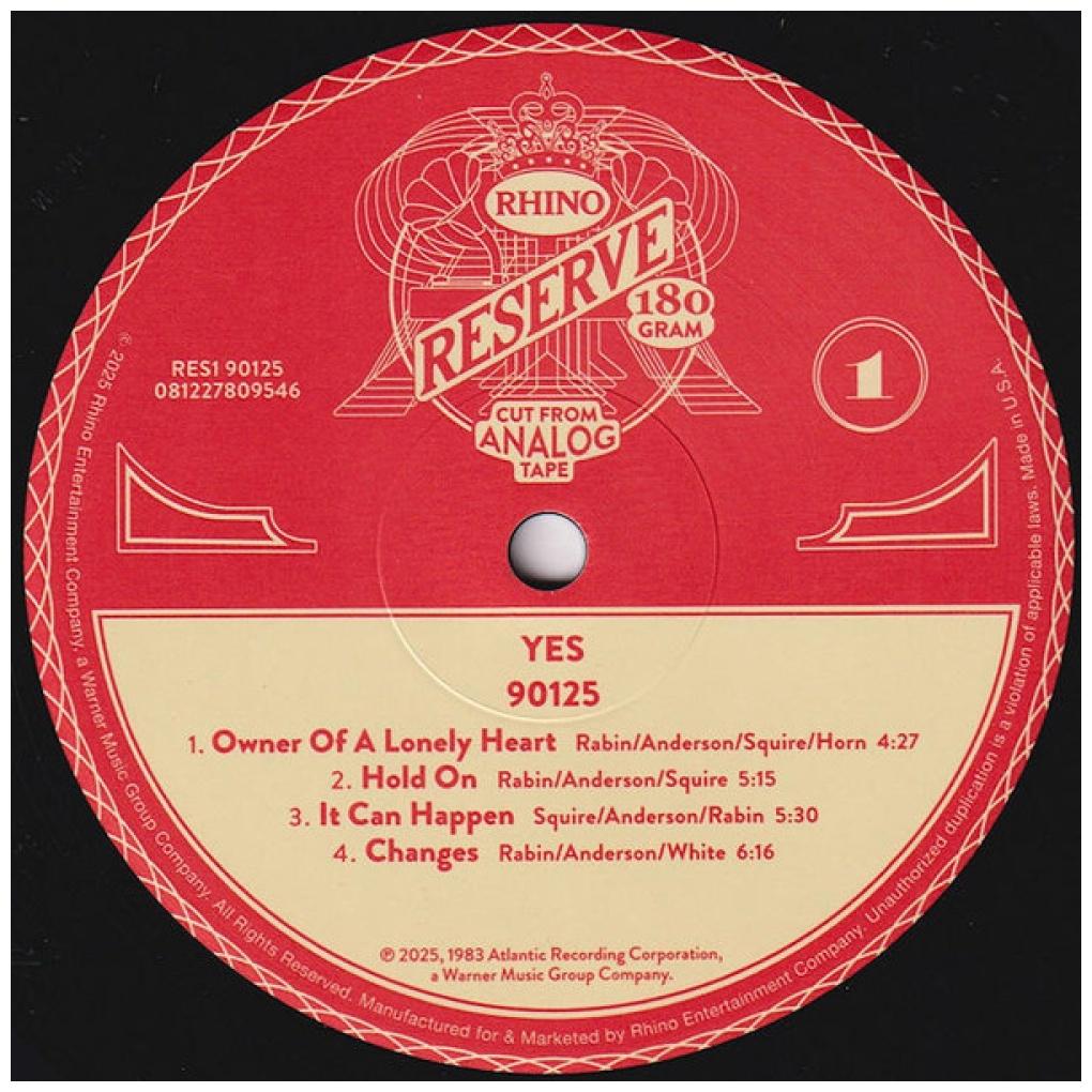 YES - 090125 (RHINO RESERVE) (RKTBR25) (BRICK & MORTAR EXCLUSIVE) | VINILO