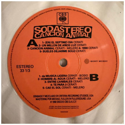 SODA STEREO - CANCION ANIMAL (CLEAR VINYL) | VINILO