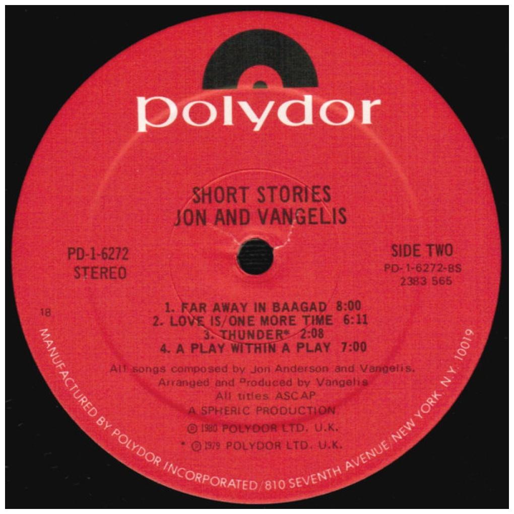 JON & VANGELIS - SHORT STORIES | 7" SINGLE USADO