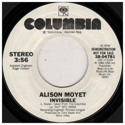 ALISON MOYET - INVISIBLE | 7" SINGLE VINILO USADO