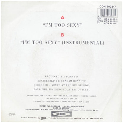 RIGHT SAID FRED - I'M TOO SEXY | 7" SINGLE USADO