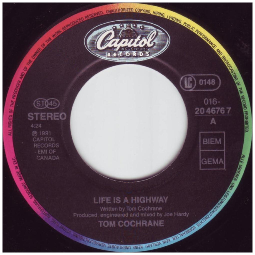 TOM COCHRANE - LIFE IS A HIGHWAY | 7" SINGLE USADO