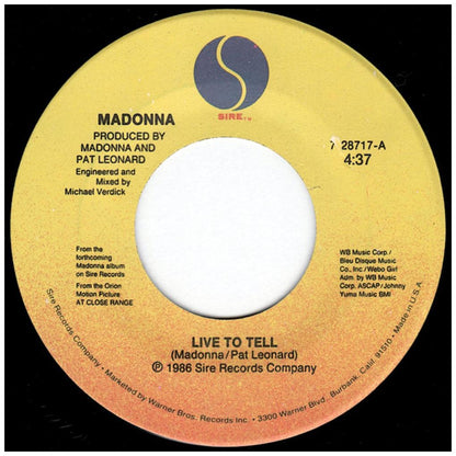 MADONNA - LIVE TO TELL | 7" SINGLE USADO