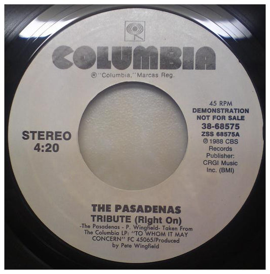 PASADENAS - TRIBUTE (RIGHT ON) | 7" SINGLE VINILO USADO