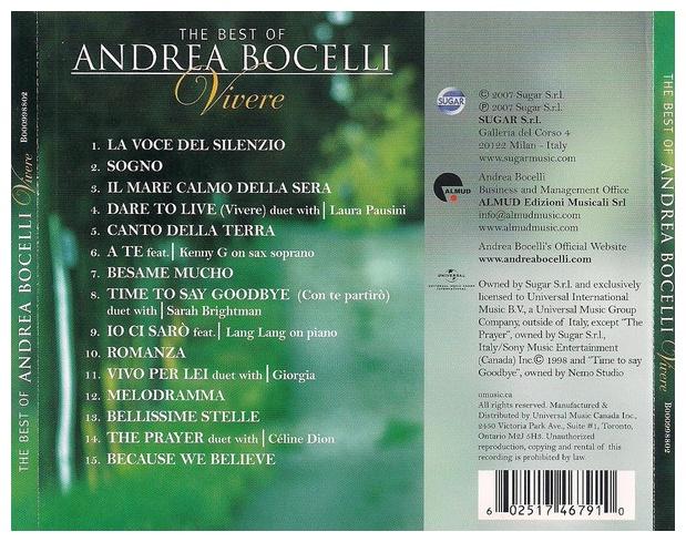 ANDREA BOCELLI - VIVIRE: BEST OF ANDREA BOCELLI | CD